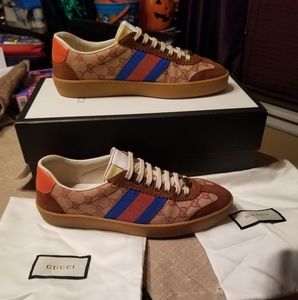 Gucci G74 Brick Red Leather and Canvas Sz 8 BOX AND DUST BAGS RETAIL $650